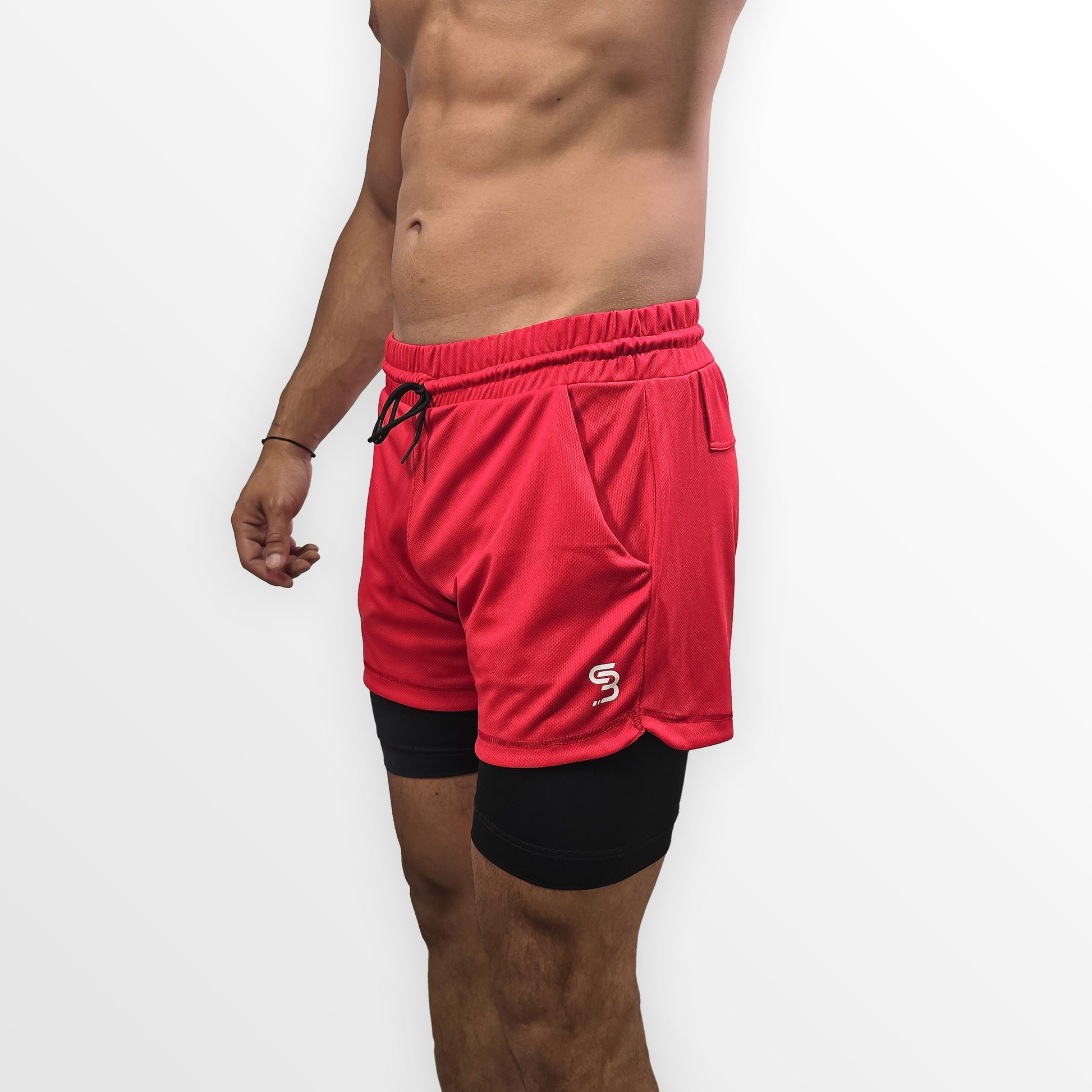 Crossbars Essential Red & Black Double Ventilated Shorts