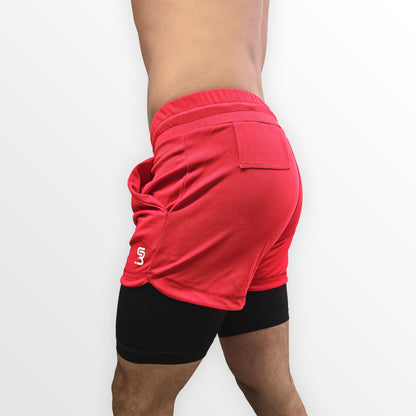 Crossbars Essential Red & Black Double Ventilated Shorts