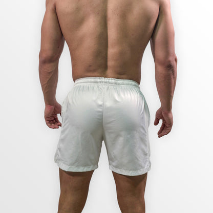 Crossbars Power Within White Mid-length Shorts