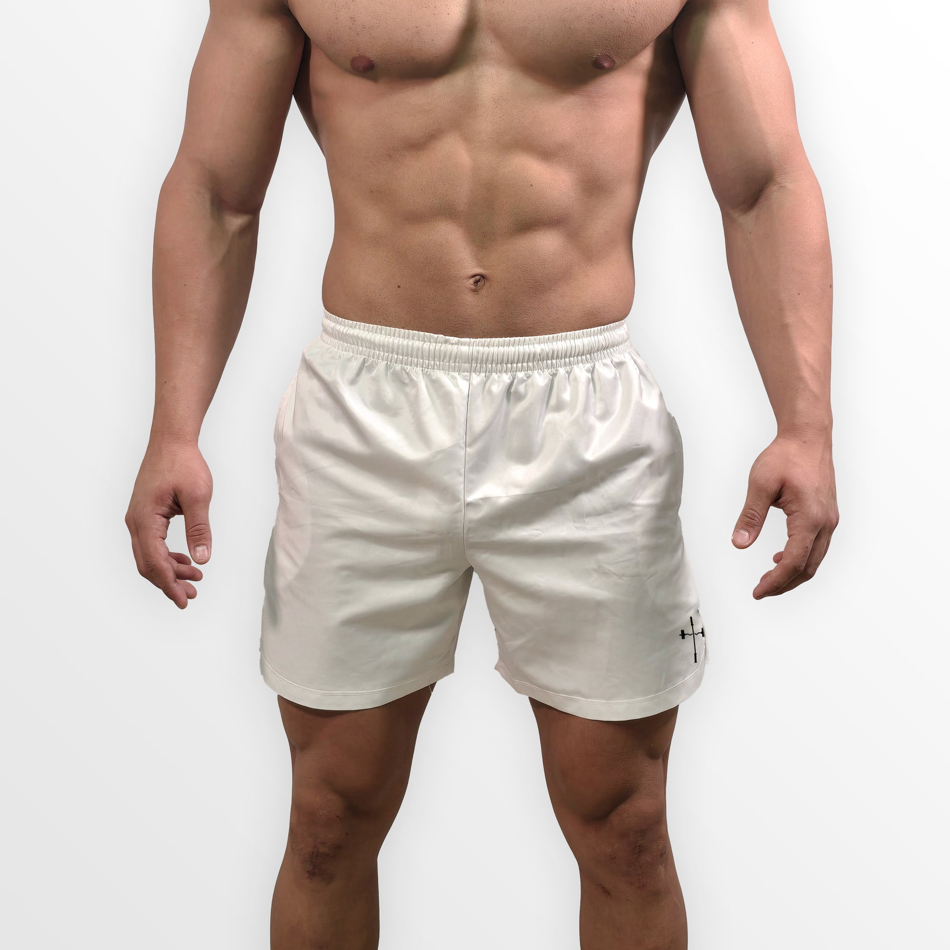 Crossbars Power Within White Mid-length Shorts