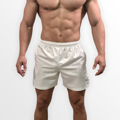 Crossbars Power Within White Mid-length Shorts