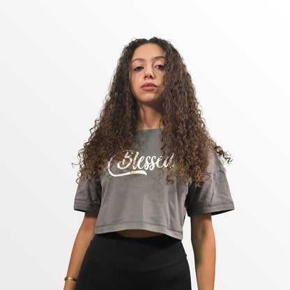 Power Within Grey Oversized Crop