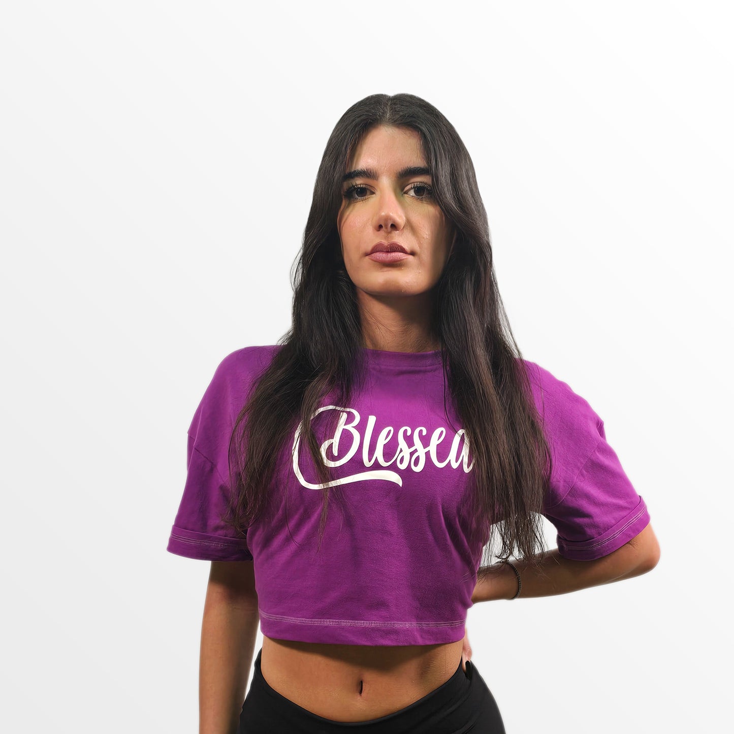 Power Within Purple Oversized Crop