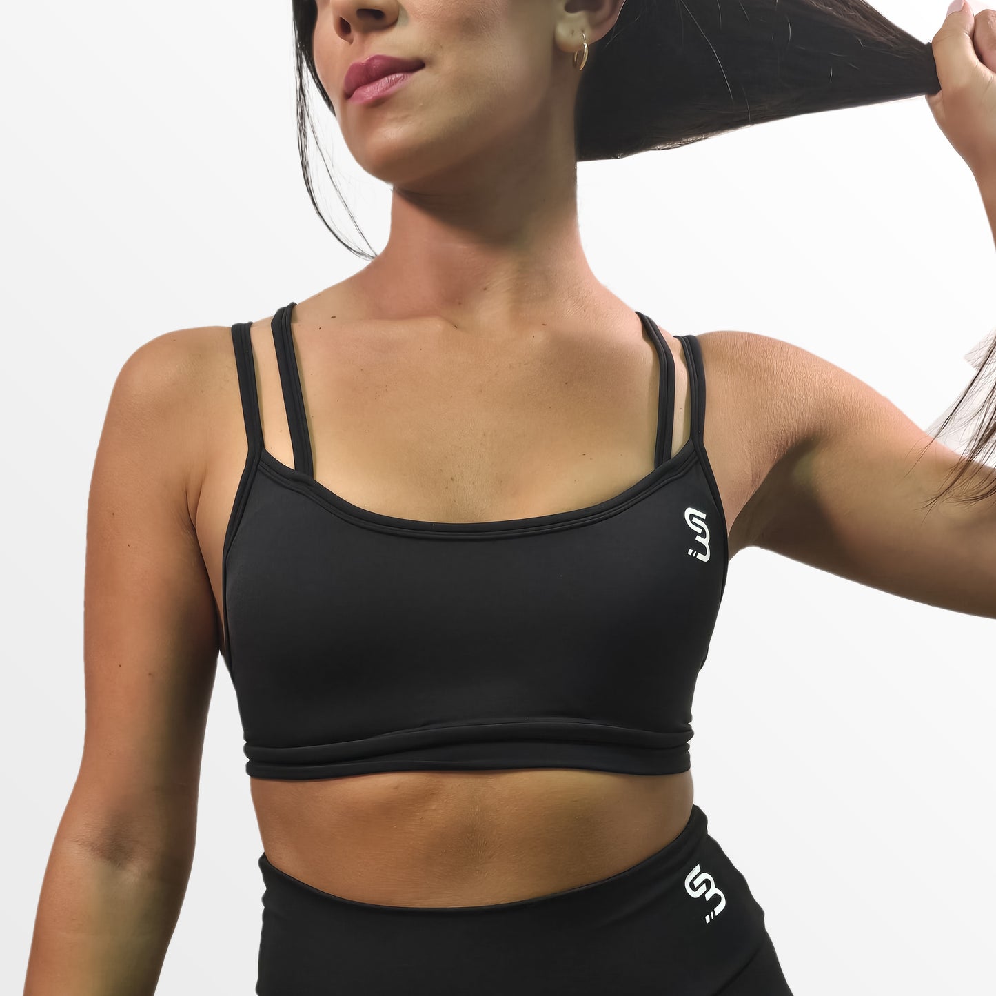 Essential Black Small Logo Sports Bra