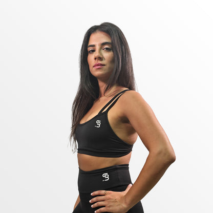 Essential Black Small Logo Sports Bra