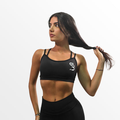 Essential Black Big Logo Sports Bra